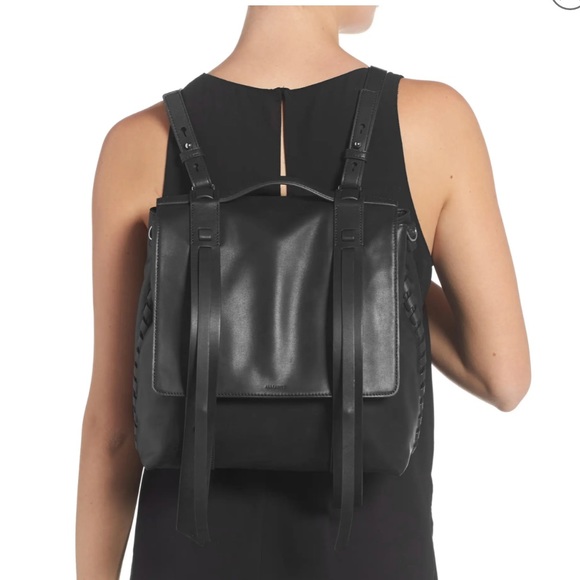 fin leather shoulder backpack